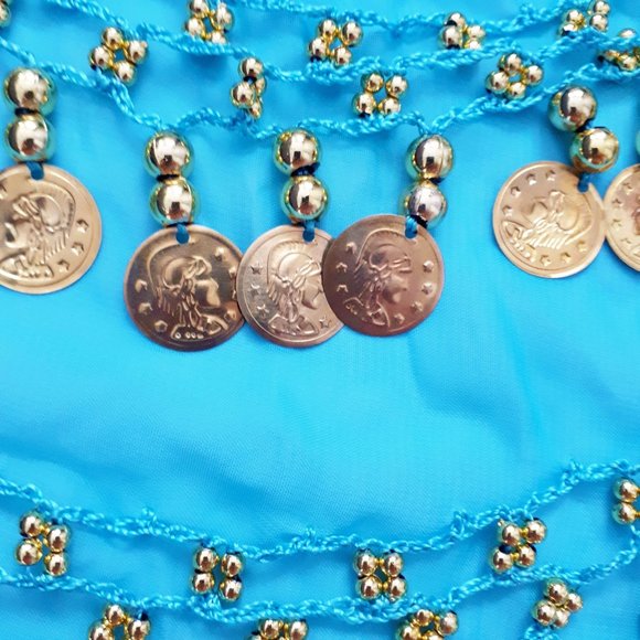 Blue Belly Dancing Sashes/Hip Scarves - Picture 3 of 6